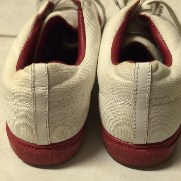 Sully Wong White and Red Canvas Sneakers - Picture 4 of 10